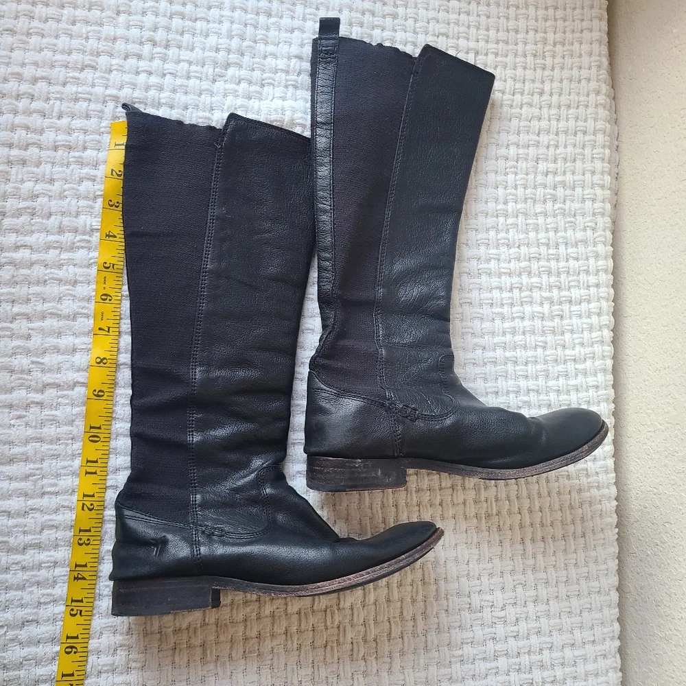 FRYE Black Leather Knee-High Boots Women's Size 6.5